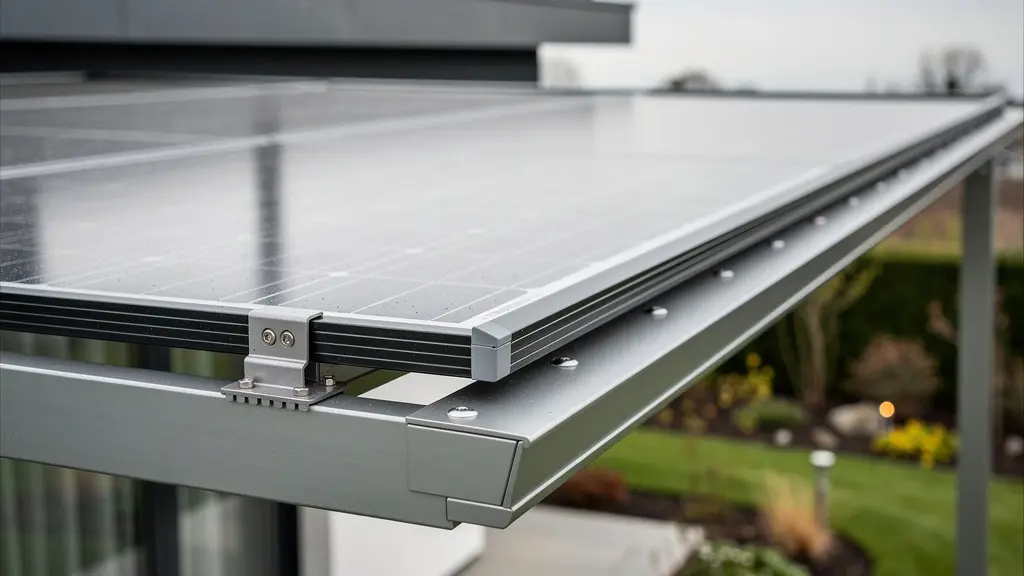 Panneau solaire intégré sur motorisation store banne aluminium